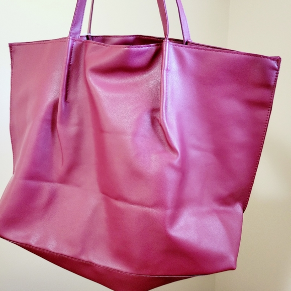 NWT Saks Fith Avenue Burgundy large Tote bag - Picture 5 of 8